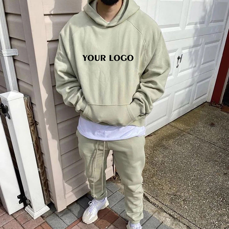 HUILI FACTORY custom 100% cotton french terry tracksuits streetwear hoodie men