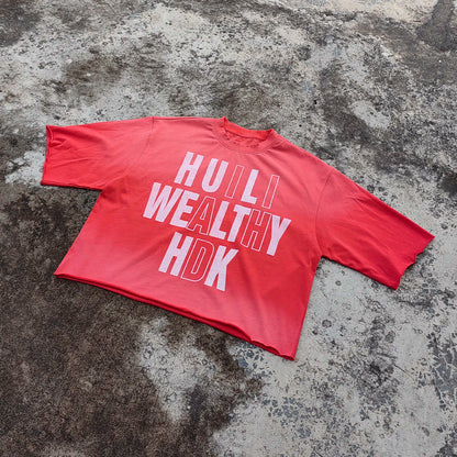Short Sleeve 100% Cotton Heavyweight Tshirts Custom Screen Printing Men Acid Wash Sunfaded Raw Hem Boxy Cropped T Shirt