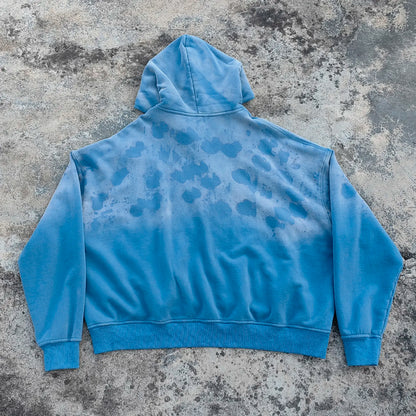 Custom logo Embroidery Oversized Hoodie Men Zipper up Vintage Washed Heavyweight Cotton Sun Faded Hoodie