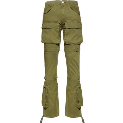 High Quality Customized Straight Leg Work Pants Trousers Solid Color Multi Pockets Men Ripstop Thick Cotton Cargo Pants