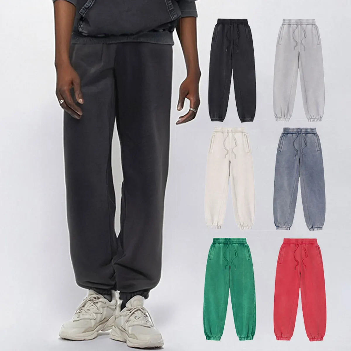 Trending Streetwear Supplier Low MOQ Vintage Fleece Lined Blank Custom Logo Unisex Snowflake Wash Jogger Pants