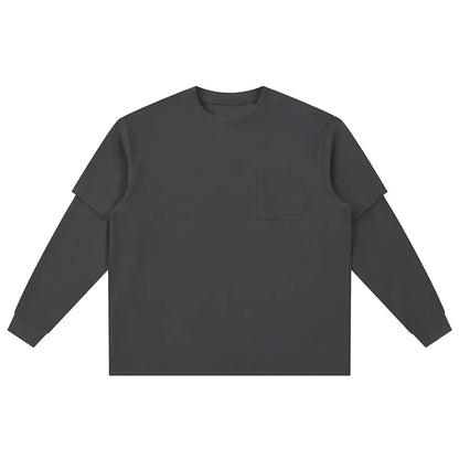 Premium Comfort Manufacturer Supplier Low MOQ Vintage Acid Wash Blank Custom Print Custom Logo Casual Layered Sleeve Tee