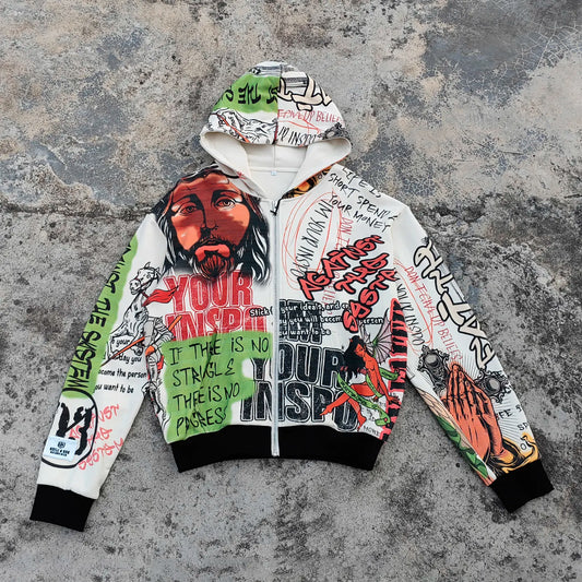 All Over Printed Unisex Streetwear Hoodies Heavyweight Cotton Men Custom logo Print Mens Vintage Graphic Hoodie