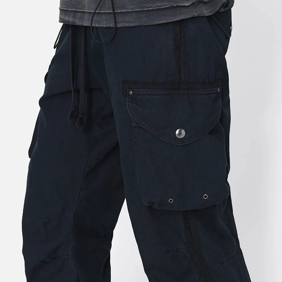 Huilin Factory Oem Multi Pockets Cargo Pants Custom Design Men 100% Cotton Plain Black Tactical Pants