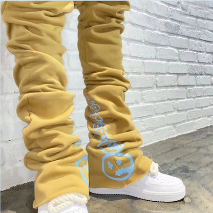 FACTORY heavyweight cotton flared custom printing stacked sweatpants men