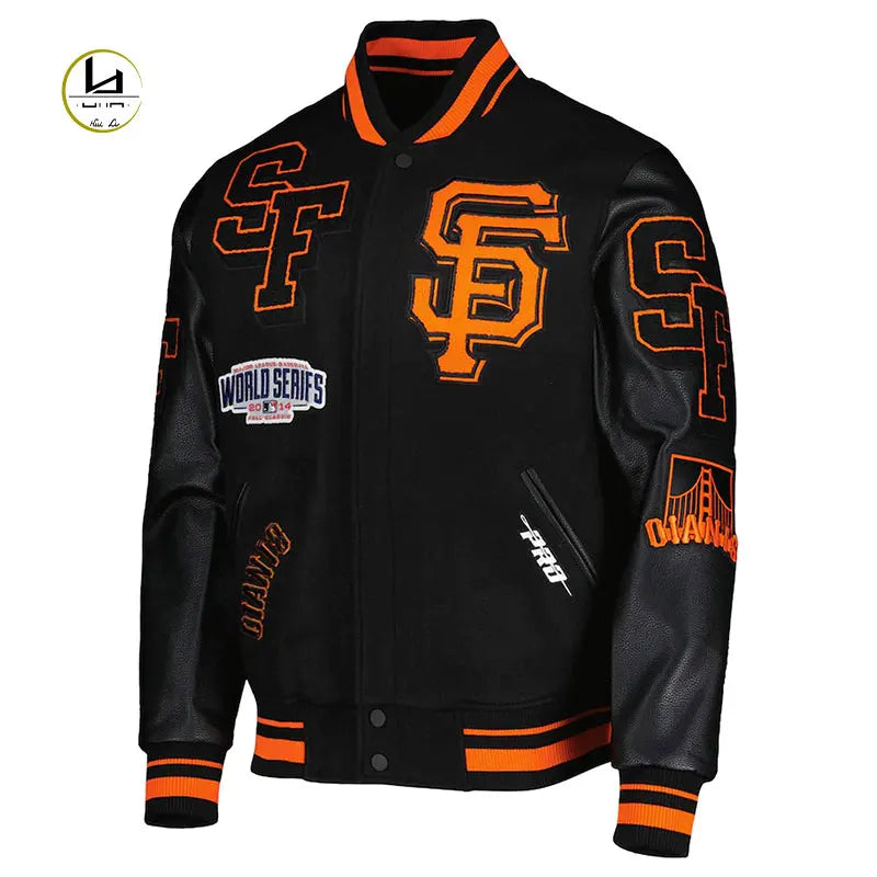 black letterman jacket men high quality towel embroidery designer streetwear baseball team varsity jacket