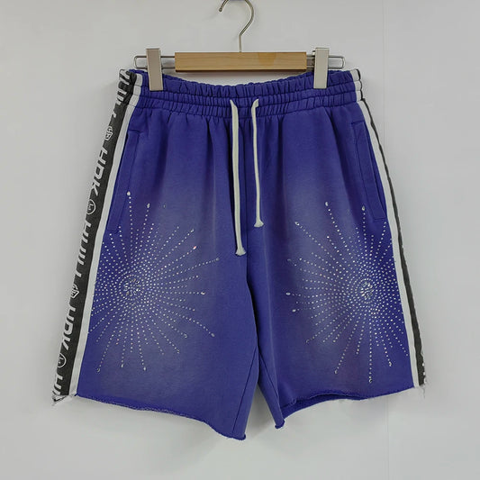 Oem Heavyweight Cotton Streetwear Shorts Herren Custom Vintage Washed Sunfaded Raw Hem Strass Sweat Shorts