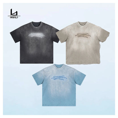 Manufacturer Men's Oversized T-Shirt Acid Washed 100% Cotton Printing Heavyweight Custom High Quality Tshirt For Men