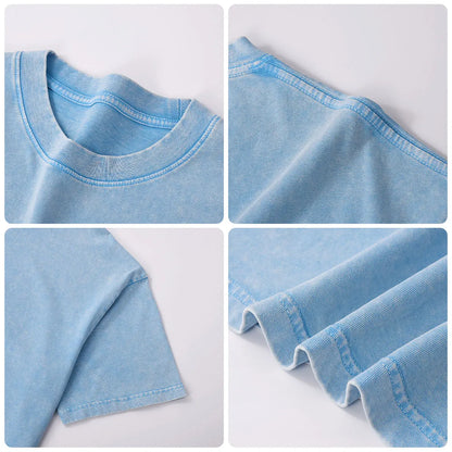 Vintage Fashion Supplier Low MOQ Acid Wash Snowflake Wash Blank Custom Print Mens Loose Fit T Shirt