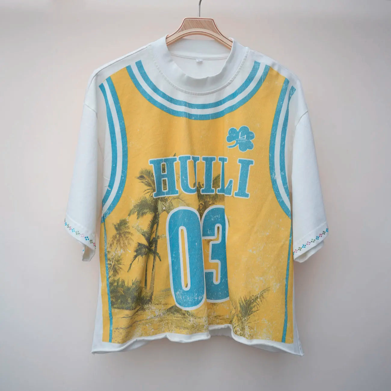 100% Cotton Screen Printing Graphic Tshirt Cut Edge Raw Hem Men Oversized Fit Short Sleeve Rhinestone T Shirt