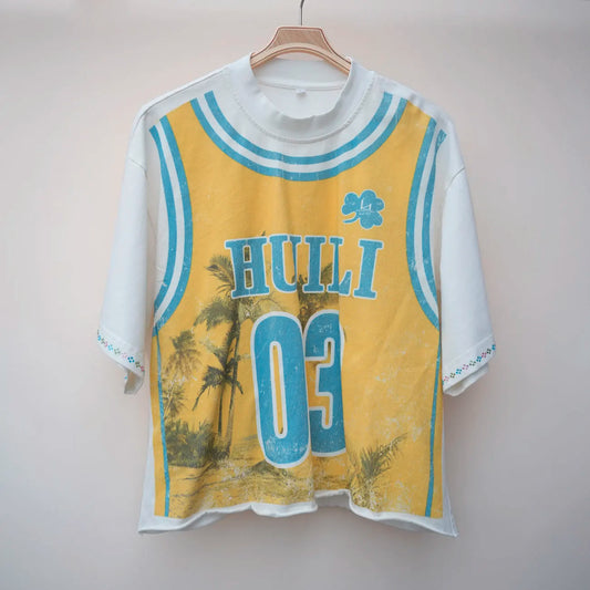 100% Cotton Screen Printing Graphic Tshirt Cut Edge Raw Hem Men Oversized Fit Short Sleeve Rhinestone T Shirt