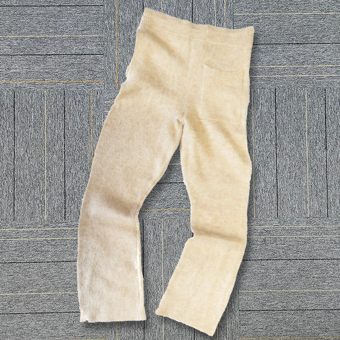 HUILI FACTORY knitted flared pants drawstring waist men custom logo stacked mohair knit flared sweatpants