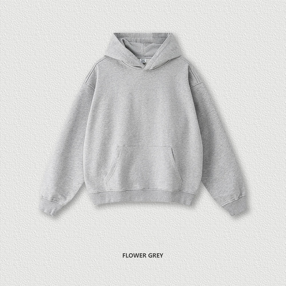 Huili Hot Selling Solid Color Unisex Blank Pullover Hoodies Custom 445Gsm Thick Cotton Men French Terry Heavyweight Hoodie