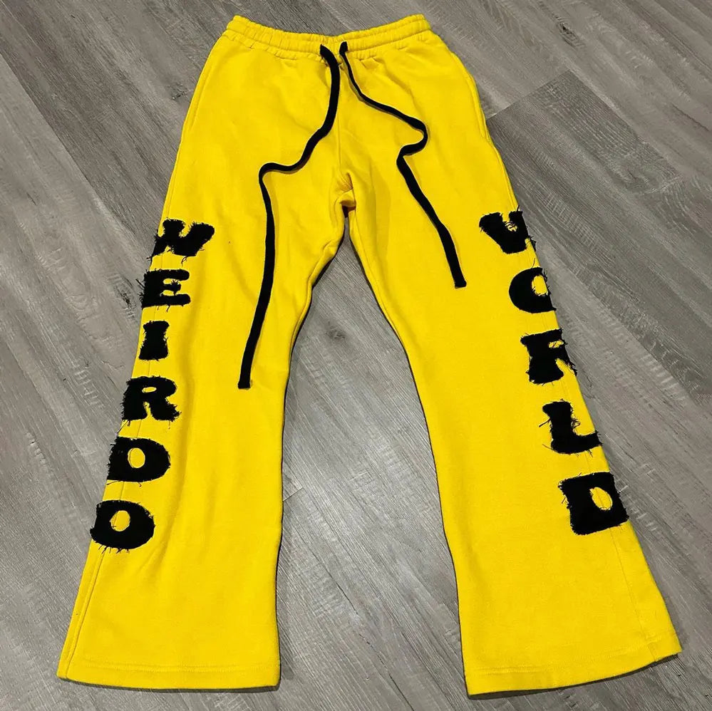 Custom blank plain joggers stacked custom printing logo drawstring casual sweat pants flared sweatpants men's pants trousers