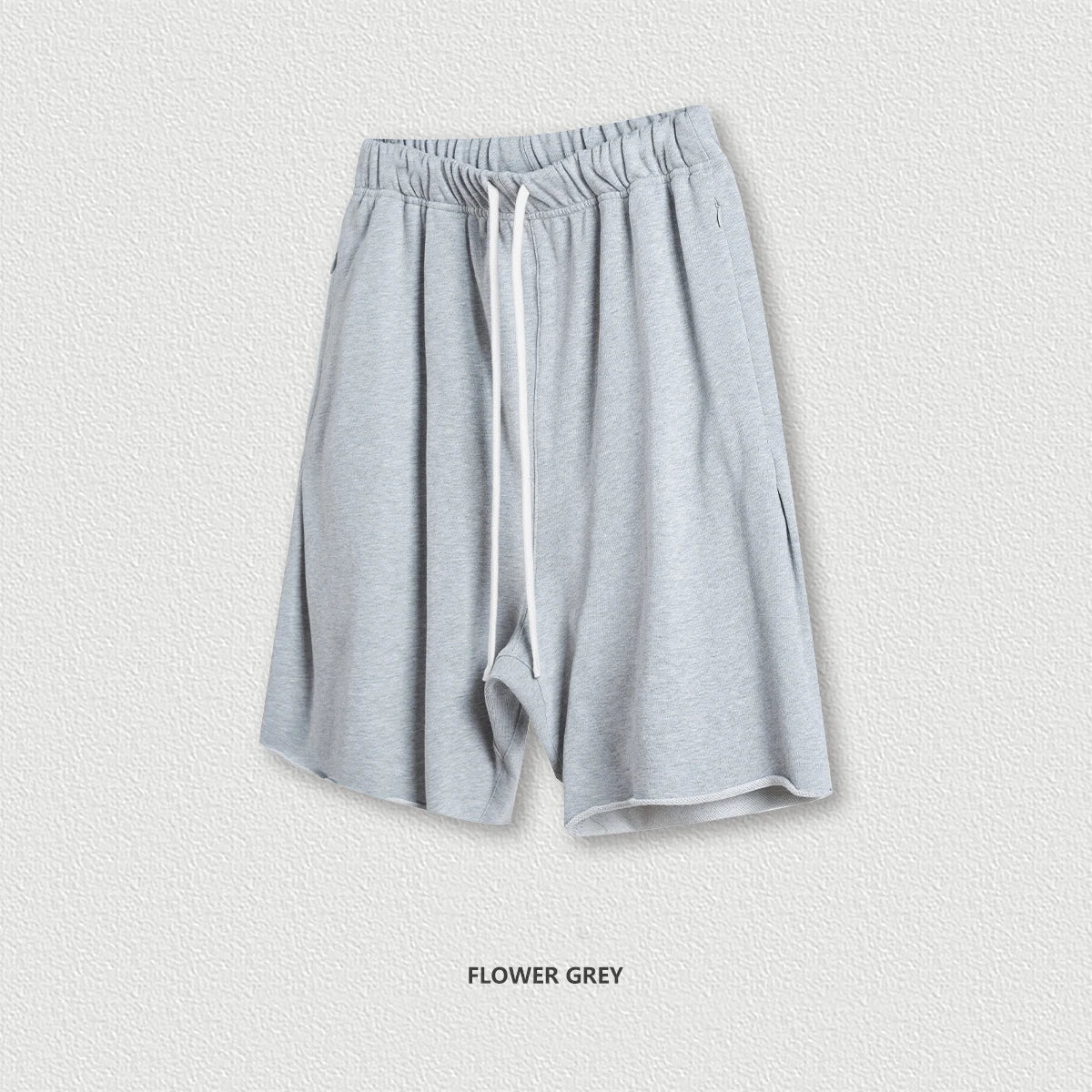 Huilin Oem Manufacturer New Custom High Street 100% Cotton Sweat Shorts Men Raw Hem Vintage Washed Shorts