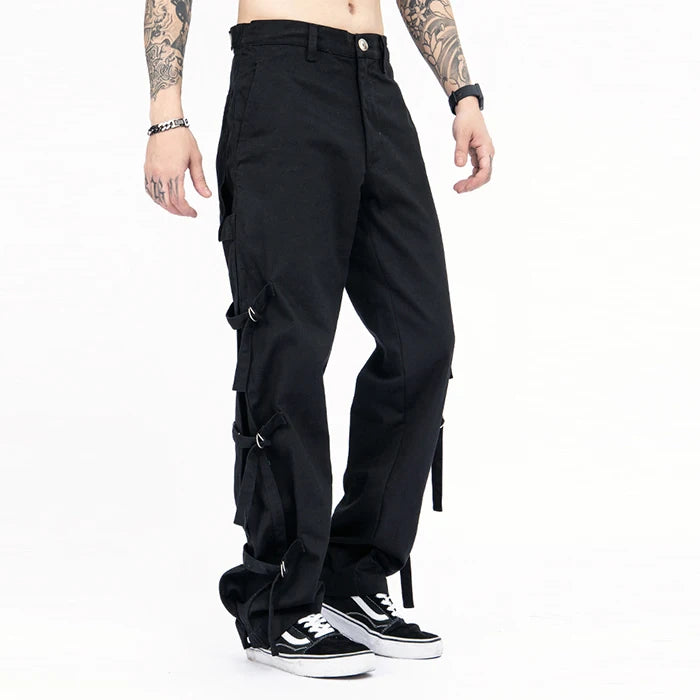 Huilin Professional Custom Twill Track Pants Men Bondage Design Big Pockets 100% Cotton Oversized Chino Cargo Pants