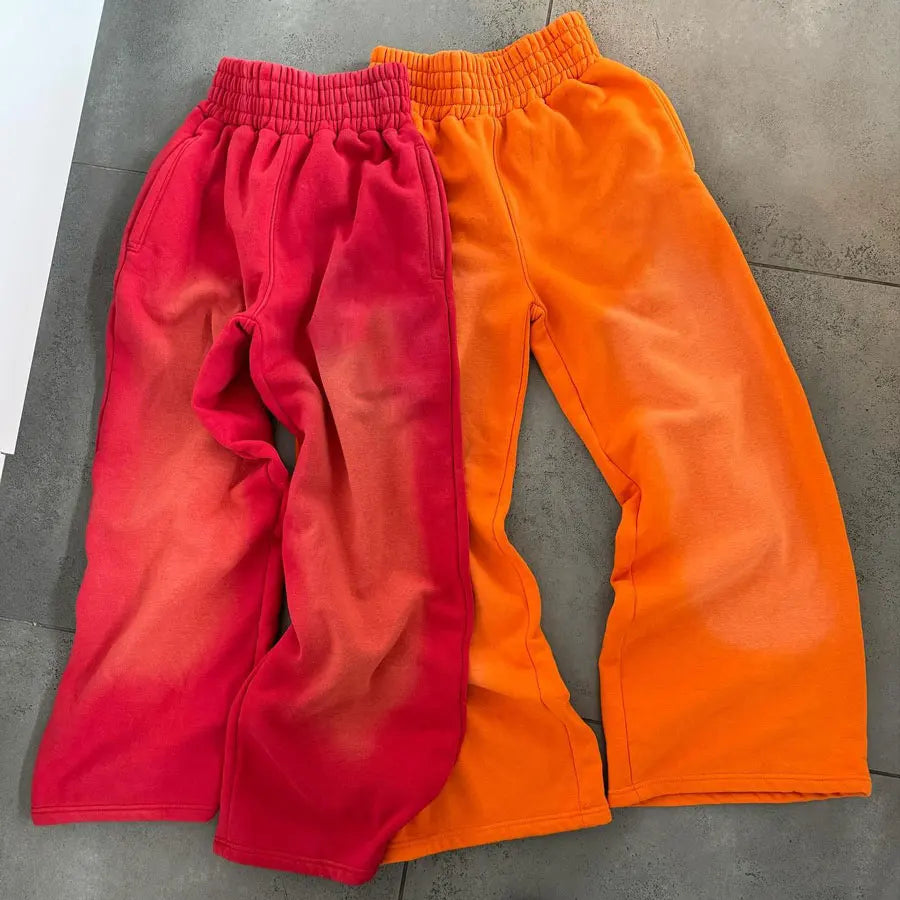 Huilin Hot Selling Basic Solid Color Wide Leg Sweat Pants Heavyweight Cotton French Terry Men Oversized Baggy Sweatpants