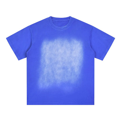 Heavyweight Cotton Supplier Low MOQ Vintage Spray Wash Blank Custom Logo Casual Crewneck Tee
