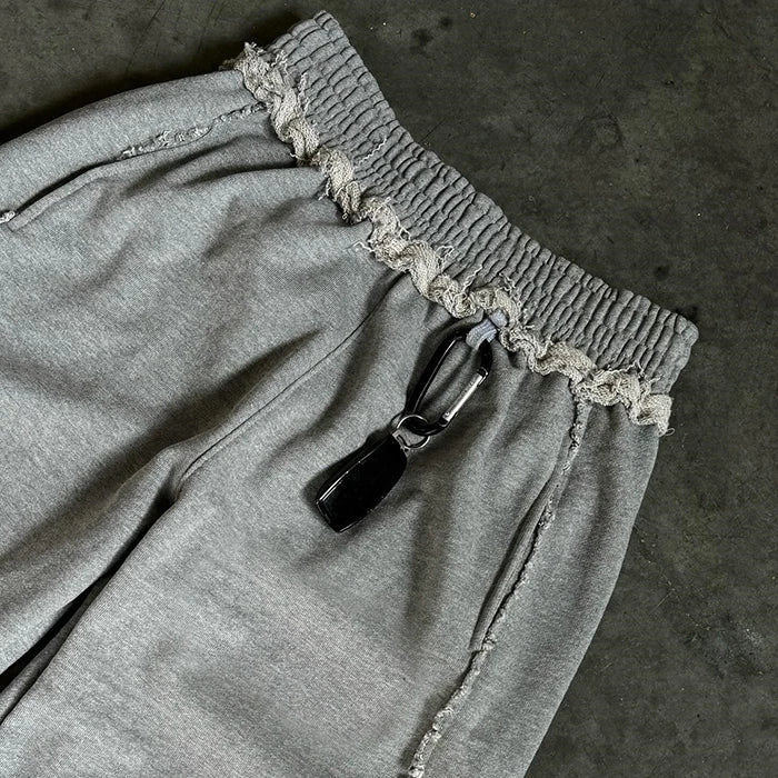 HUILIN OEM New Trend Unisex Oversized Baggy Sweatpants Custom Raw Hem Bottom Men Blank Oversized Wide Leg Sweatpants