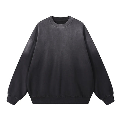 Heavyweight Cotton Supplier Low MOQ Vintage Garment Dye Blank Custom Logo Casual Gradient Crewneck Sweatshirt