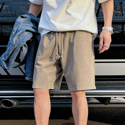 Essential Fashion Supplier Low MOQ Vintage Acid Wash Blank Custom Logo Mens Loose Fit Washed Shorts