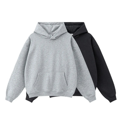 Wholesale Men's Unisex Fashion Oversized 80% Cotton 20% Polyester Heavyweight Blank Black Heather Pullover Hoodies