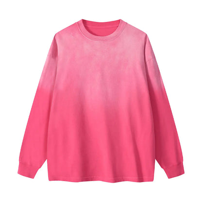 Trending Streetwear Supplier Low MOQ Acid Wash Oversized Blank Custom Print Unisex Long Sleeve T Shirt