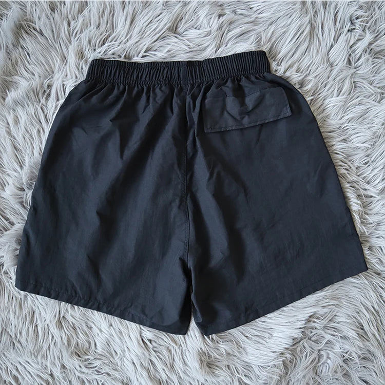 HL factory wholesale streetwear heavyweight letter print polyester shorts men custom baggy cargo sports shorts drawstring shorts