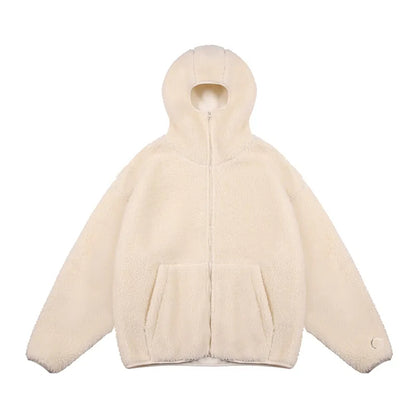 Heavyweight Wool Winter Zipper Hooded Jacket