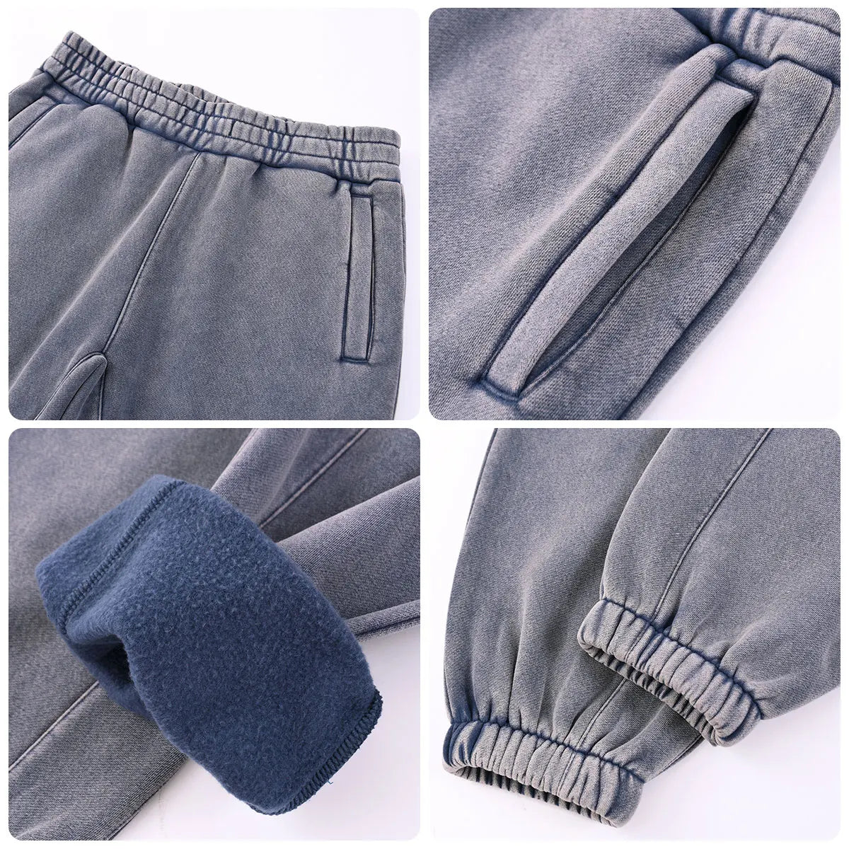 Trending Streetwear Supplier Low MOQ Vintage Fleece Lined Blank Custom Logo Unisex Snowflake Wash Jogger Pants
