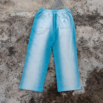 Heavyweight Cotton Vintage Washed Wide Leg Sewatpants Custom Embroidery logo Men Striped Trimmed Sunfaded Baggy Sweatpants