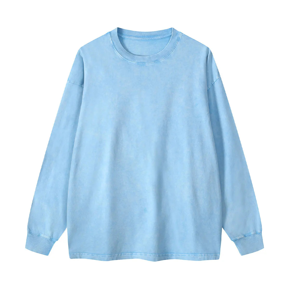 Trending Streetwear Supplier Low MOQ Acid Wash Oversized Blank Custom Print Unisex Long Sleeve T Shirt