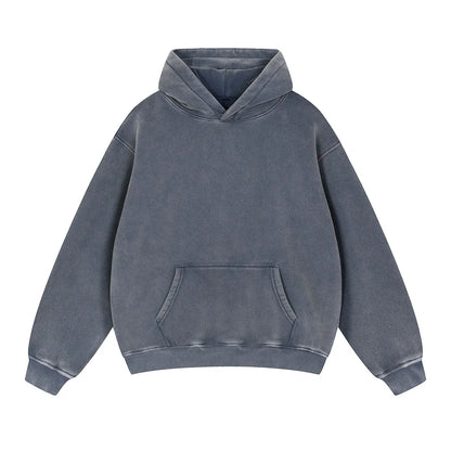 Heavyweight Fleece Supplier Low MOQ Vintage Snowflake Wash Blank Custom Logo Casual Hooded Sweatshirt