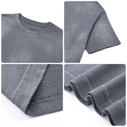 Heavyweight Cotton Supplier Low MOQ Vintage Spray Wash Blank Custom Logo Casual Crewneck Tee