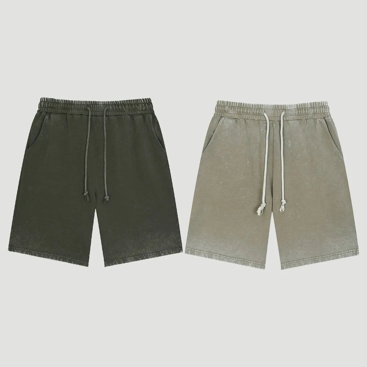 Heavyweight Cotton Supplier Low MOQ Acid Wash Garment Dye Blank Custom Print Casual Drawstring Shorts