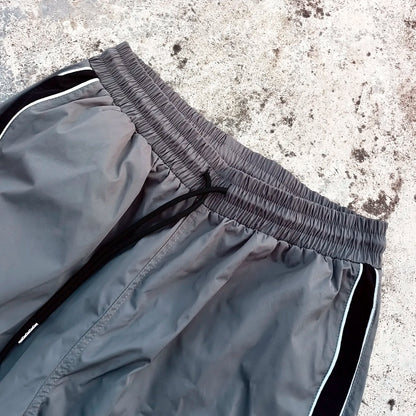 Printed logo Fashion Streetwear Woven Track Pants Custom Elastic Waist Color Block Design Wide Leg Men Baggy Tarck Pants
