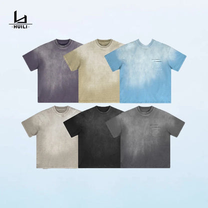 Manufacturer Spring Summer Vintage Washed Men's Oversized Tshirts 100% Cotton Blank Heavyweight Acid Wash T-Shirt