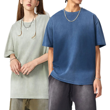 Essential Streetwear Supplier Low MOQ Vintage Acid Wash Blank Custom Logo Mens Loose Fit T Shirt