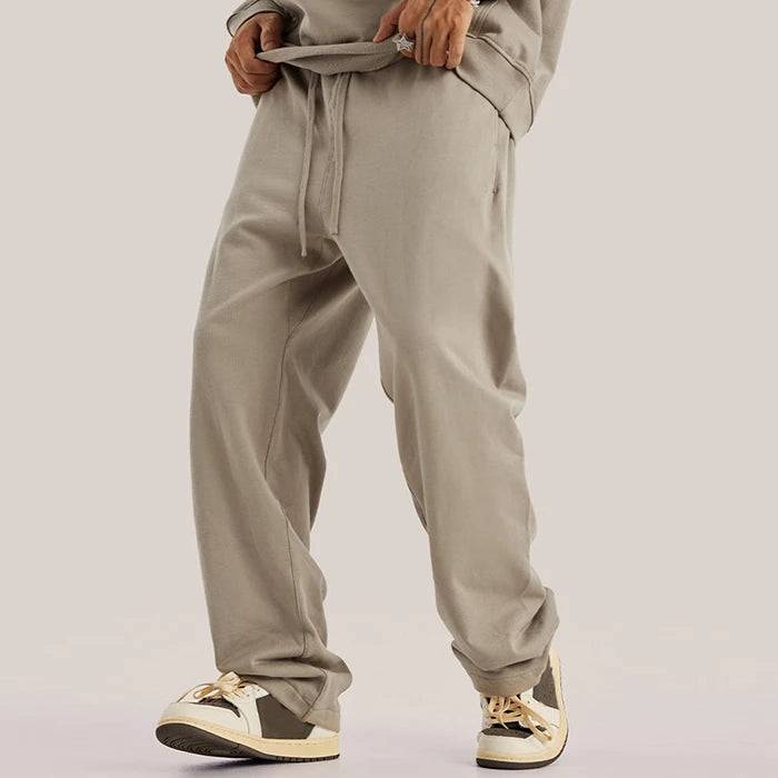 HUILIN Factory Hot Selling Heavyweight Cotton Baggy Sweatpants Men Blank Plain Straight Wide Leg Sweatpants