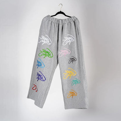 Oem Heavyweight 100% Cotton Oversized Wide Leg Sweat Track Pants Custom Embroidery Logo Men Baggy Sweatpants