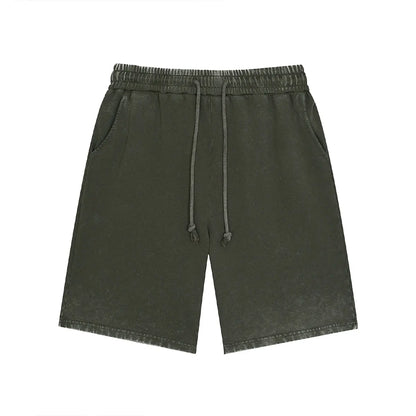 Heavyweight Cotton Supplier Low MOQ Acid Wash Garment Dye Blank Custom Print Casual Drawstring Shorts