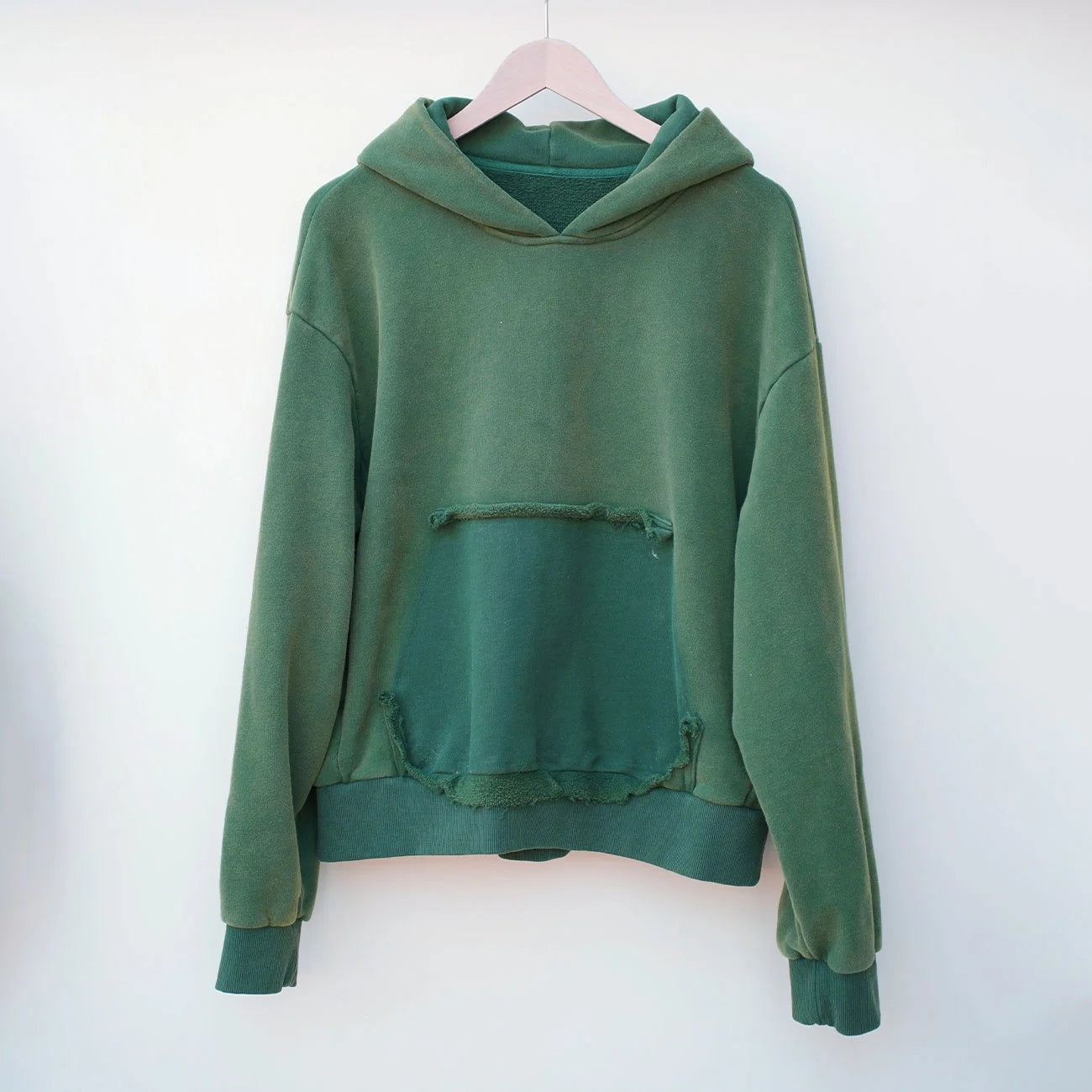 Custom Logo Embroidery Patched Pullover Hoodie Oversized Fit Men Vintage Washed Heavyweight Cotton Hoodie