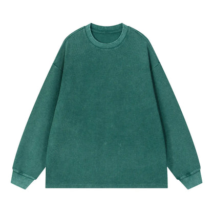 Heavyweight Cotton Supplier Low MOQ Vintage Garment Dye Blank Custom Logo Casual Gradient Crewneck Sweatshirt