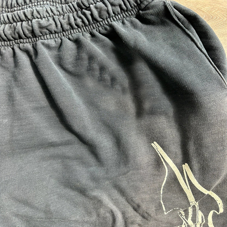 HUILI FACTORY vintage streetwear 100%cotton baggy drawstring printed flare mens stacked sweatpants