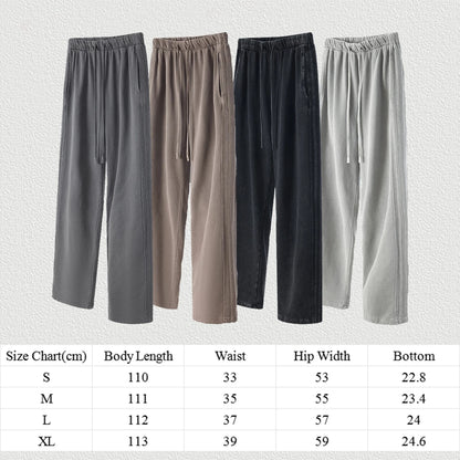 Heavyweight 450G Cotton Washed Pants Unisex Oversized Loose Fit Straight Leg Pants Side Striped Vintage Sweatpants Men