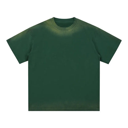 Heavyweight Cotton Supplier Low MOQ Acid Wash Spray Wash Blank Custom Print Casual Crewneck Tee