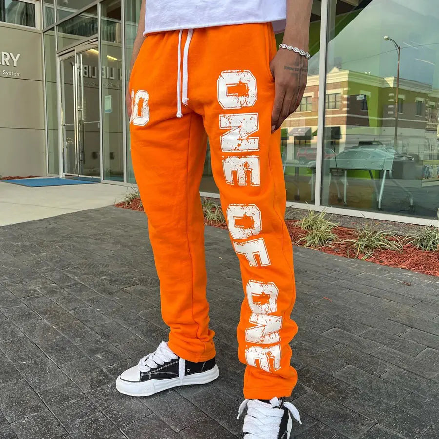 Huilin Oem Manufacturer Custom Logo Printing Jogger Pants Men Elastic Waist Thick Cotton Sweatpants