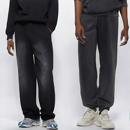Trending Streetwear Supplier Low MOQ Vintage Fleece Lined Blank Custom Logo Unisex Snowflake Wash Jogger Pants