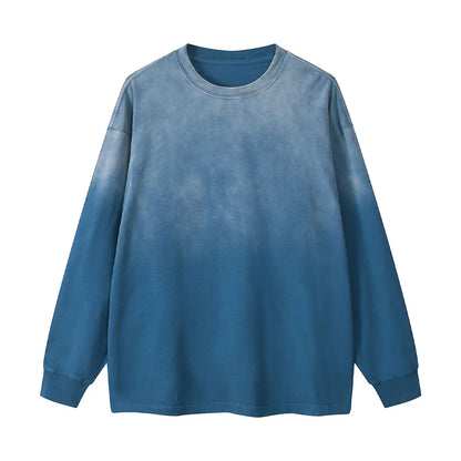 Trending Streetwear Supplier Low MOQ Acid Wash Oversized Blank Custom Print Unisex Long Sleeve T Shirt