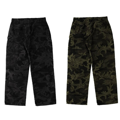 Tactical Carpenter Outdoor Pants Trousers Custom Allover Camo Printed Men Ripstop Wide Leg Cargo Pants